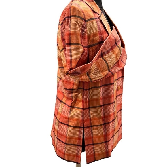 Carlisle Orange Silk Taffeta Paid Two Button Blazer Size 10 - Picture 2 of 8